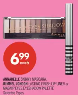 Shoppers Drug Mart ANNABELLE SKINNY MASCARA, RIMMEL LONDON LASTING FINISH LIP LINER or MAGNIF'EYES EYESHADOW PALETTE offer