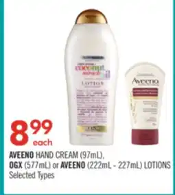 Shoppers Drug Mart AVEENO HAND CREAM (97mL), OGX (577mL) or AVEENO (222mL - 227mL) LOTIONS offer