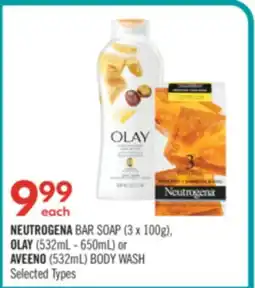 Shoppers Drug Mart NEUTROGENA BAR SOAP (3 x 100g), OLAY (532mL - 650mL) or AVEENO (532mL) BODY WASH offer