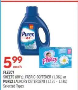 Shoppers Drug Mart FLEECY SHEETS (80's), FABRIC SOFTENER (1.36L) or PUREX LAUNDRY DETERGENT (1.17L - 1.18L) offer
