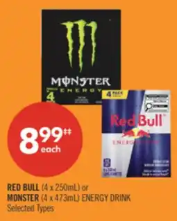 Shoppers Drug Mart RED BULL (4 x 250mL) or MONSTER (4 x 473mL) ENERGY DRINK offer
