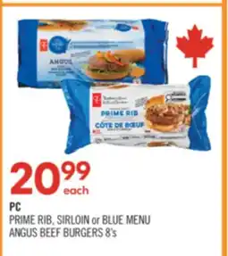 Shoppers Drug Mart PC PRIME RIB, SIRLOIN or BLUE MENU ANGUS BEEF BURGERS 8's offer