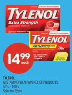 Shoppers Drug Mart TYLENOL ACETAMINOPHEN PAIN RELIEF PRODUCTS offer
