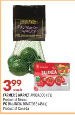 Shoppers Drug Mart FARMER'S MARKET AVOCADOS 5's PC BALANCIA TOMATOES offer