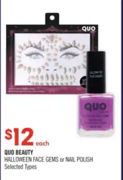 Shoppers Drug Mart QUO BEAUTY HALLOWEEN FACE GEMS or NAIL POLISH offer