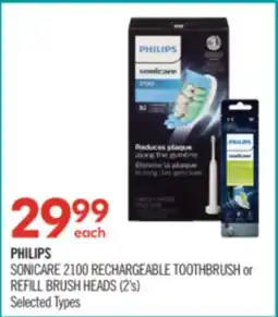 Shoppers Drug Mart PHILIPS SONICARE 2100 RECHARGEABLE TOOTHBRUSH or REFILL BRUSH HEADS offer