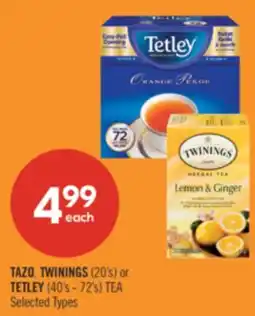 Shoppers Drug Mart TAZO, TWININGS (20's) or TETLEY (40's - 72's) TEA offer