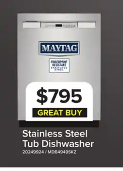 Leon's Maytag 24 Fingerprint Resistant Stainless Steel Dishwasher with Dual Power filtration (50 dBA) offer