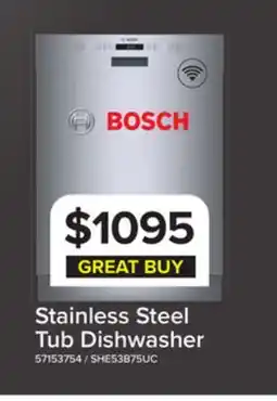 Leon's Bosch Stainless Steel 24-Inch Smart Built-In Dishwasher with Home Connect, Third Rack, 46 dBA offer
