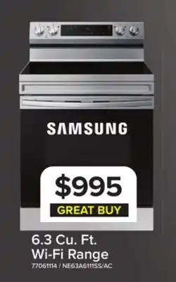 Leon's Samsung Stainless Steel Freestanding Electric Range with Wi-Fi (6.3 Cu.Ft) - NE63A6111SS/AC offer