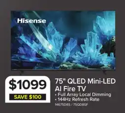 Leon's Hisense 75 QLED Mini-LED AI TV 144Hz - Fire TV - 75QD8SF offer
