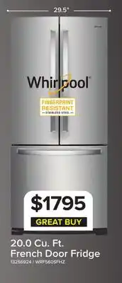 Leon's Whirlpool 20.6 Cu. Ft. French Door Fridge offer