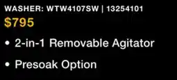 Leon's Whirlpool White Top Load Washer (4.8 Cu. Ft. IEC) - WTW4107SW offer