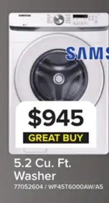 Leon's Samsung White Front Load Washer with Shallow Depth (5.2 Cu.Ft) offer