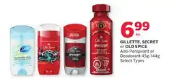 Rexall GILLETTE, SECRET or OLD SPICE Anti-Perspirant or Deodorant offer