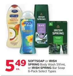 Rexall SOFTSOAP or IRISH SPRING Body Wash 591mL or IRISH SPRING Bar Soap 6-Pack offer