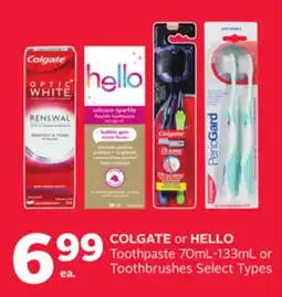Rexall COLGATE or HELLO Toothpaste or Toothbrushes offer