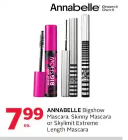 Rexall ANNABELLE Bigshow Mascara, Skinny Mascara or Skylimit Extreme Length Mascara offer