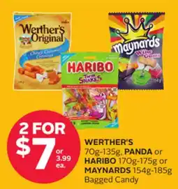 Rexall WERTHER'S, 70g-135g, PANDA, HARIBO 170g-175g or MAYNARDS 154g-185g Bagged Candy offer
