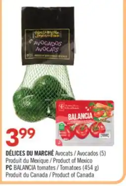 Pharmaprix Avocados (5), PC BALANCIA Tomatoes (454 g) offer