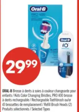 Pharmaprix ORAL-B Kids Color Changing Bristles, PRO 400 Rechargeable Toothbrush or Refill Brush Heads (2) offer