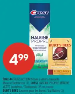 Pharmaprix ORAL-B CROSS ACTION Manual Toothbrush (1), CREST Toothpaste (55 mL) or Lip Balms (1) offer