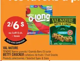 Pharmaprix VAL NATURE TENDRE Granola Bars (5) or BETTY CROCKER Fruit Snacks offer