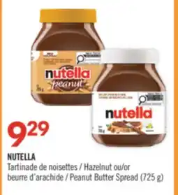 Pharmaprix NUTELLA Hazelnut or Peanut Butter Spread offer