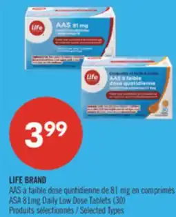 Pharmaprix LIFE BRAND AAS à faible dose quotidienne de 81 mg en comprimés (30) offer