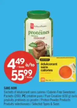 Pharmaprix NO NAME Calorie-Free Sweetener Packets (200), PC Pure Creatine (650 g) or Protein Powder Products offer
