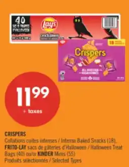 Pharmaprix CRISPERS Intense Baked Snacks (18), FRITO-LAY Halloween Treat Bags (40) or KINDER Minis (55) offer