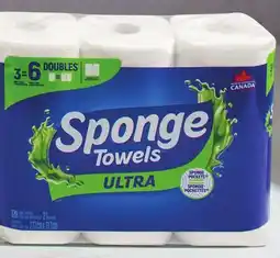 Walmart Pack of 3 = 6 double rolls of SpongeTowels Ultra paper towels offer