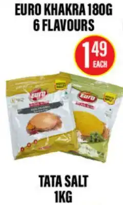 Noble Fresh Foods EURO KHAKRA 180G 6 FLAVOURS TATA SALT 1KG offer