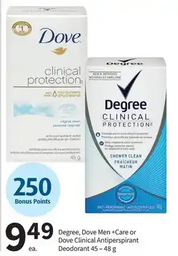 Pharmasave Degree Dove Men +Care or Dove Clinical Antiperspirant Deodorant offer