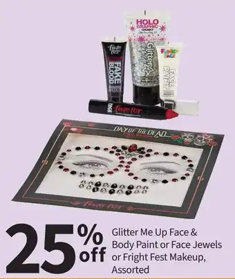 Fright Fest Glitter Me Up Face & Body Paint or Face Jewels or Fright Fest Makeup, Assorted