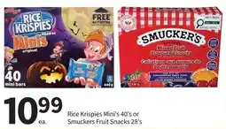 Pharmasave Rice Krispies Mini's or Smuckers Fruit Snacks offer