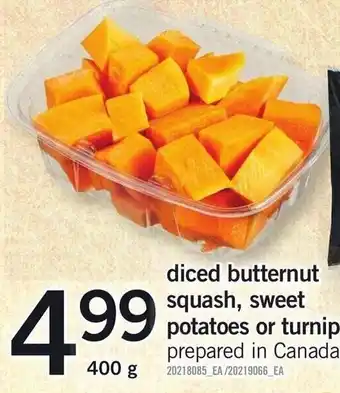 Diced butternut squash, sweet potatoes or turnip