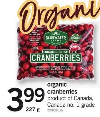 Bluewater farms organic fresh cranberries