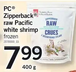 Loblaws PC Zipperback raw Pacific white shrimp offer