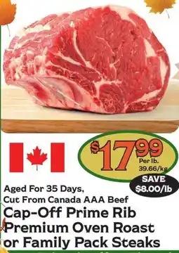 The Garden Basket Cap-Off Prime Rib Premium Oven Roast or Family Pack Steaks offer