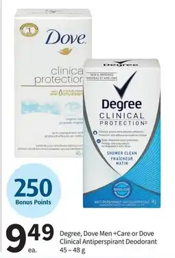 Pharmasave Degree Dove Men +Care or Dove Clinical Antiperspirant Deodorant offer