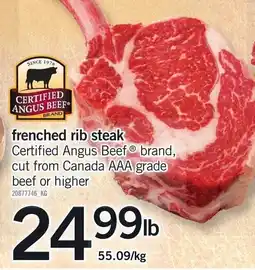 Loblaws Certified Angus Beef frenched rib steak offer