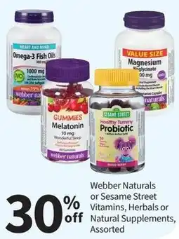 Pharmasave Webber Naturals or Sesame Street Vitamins, Herbals or Natural Supplements, Assorted offer