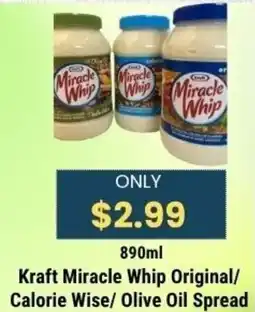 Sal's Grocery Kraft miracle whip original calorie wise olive oil spread offer