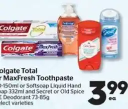 Calgary Co-op Colgate Total or MaxFresh Toothpaste offer