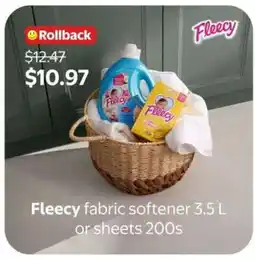 Walmart Fleecy Fabric Softener 3.5 L or Sheets 200s offer