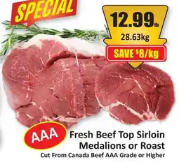 Starsky Fresh Beef Top Sirloin Medalions or Roast offer