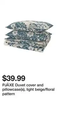 IKEA PJÄXE Duvet cover and pillowcase(s), light beige/floral pattern offer