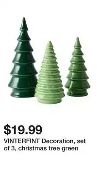 IKEA VINTERFINT Decoration, set of 3, christmas tree green offer