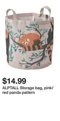 IKEA ALPTALL Storage bag, pink/red panda pattern offer